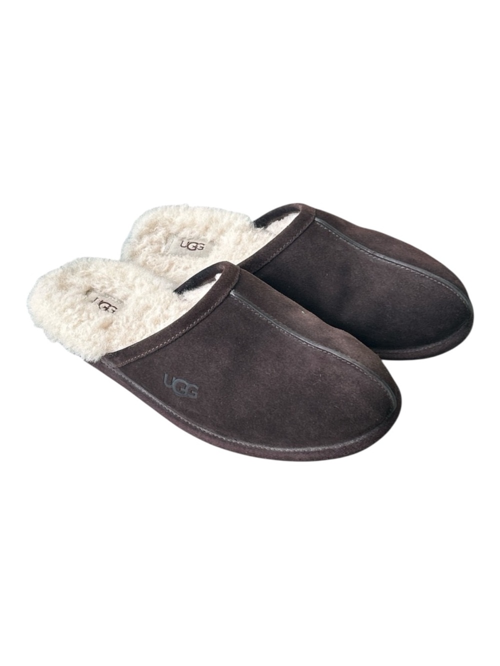 UGG Scuff Suede Sheepskin Slippers Men’s Size 10 Espresso Water Resistant Suede